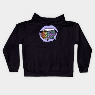 Sparkly Holographic Tongue and Lips Kids Hoodie